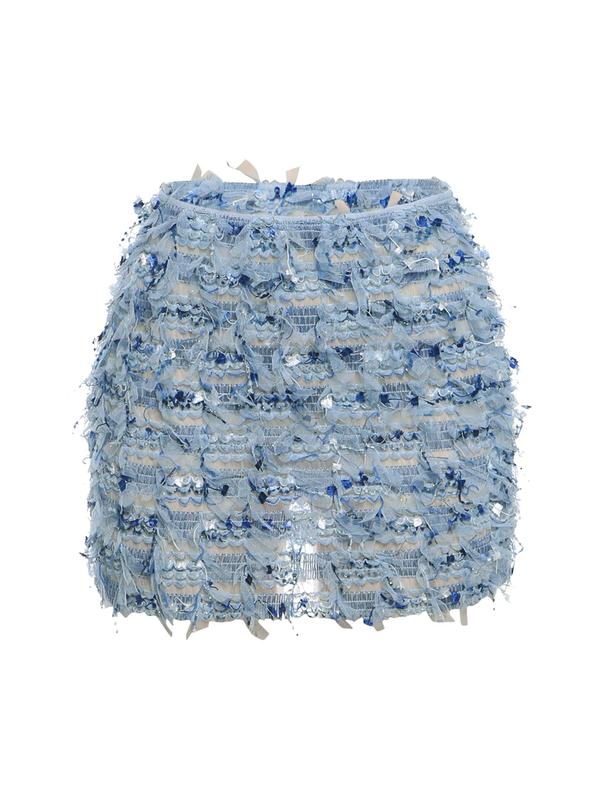 2025 Trendy, Women's All Over Print Fringe Bodycon Skirt, Casual Fashion High Waist Mini Skirt for Daily Outdoor Wear, Ladies Bottoms for Summer, Skirts 5
