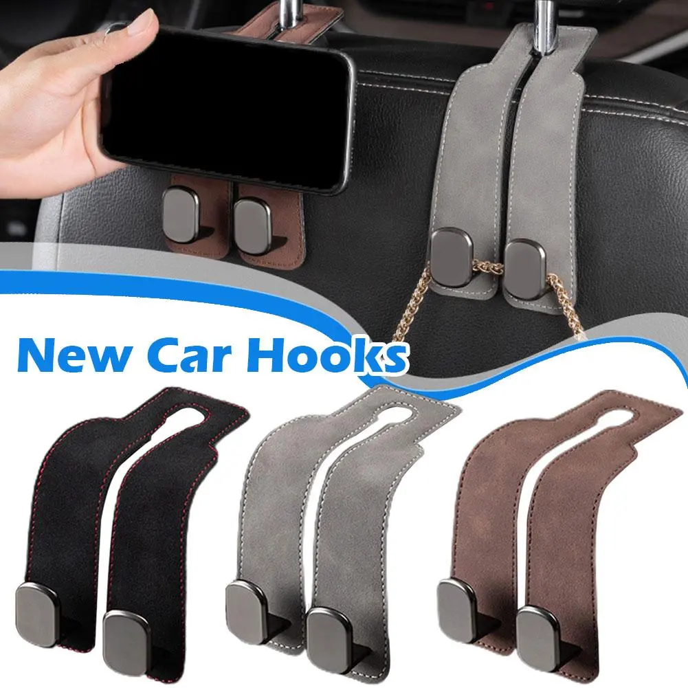 1pcs Suede Hook Car Tools Organizer Hooks For Car Interior Car Accessories Bag Hook Holder Double Hook For Mercedes Benz Tesla Audi