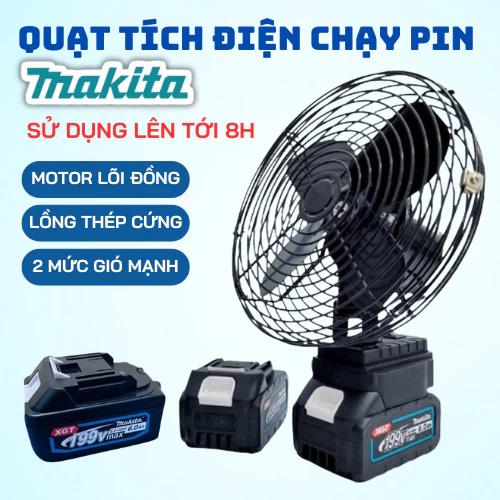 Quạt Tích Điện Pin 10 Cell Dùng Liên Tục 8H, Pin Makita, Quạt Khung Kim Loại 2 Cấp Độ Gió Siêu Mát 1