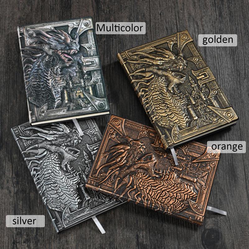 Vintage Dragon Design Notebook, 1 Count A5 Retro Travel Diary Notebook, Creative Writing Notebook, Office Stationery & Supplies 2