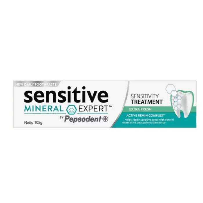 PEPSODENT Sensitive Mineral Expert Pasta Gigi EXTRA FRESH 105g – Perlindungan Gigi Sensitif & Kesegaran Maksimal!
