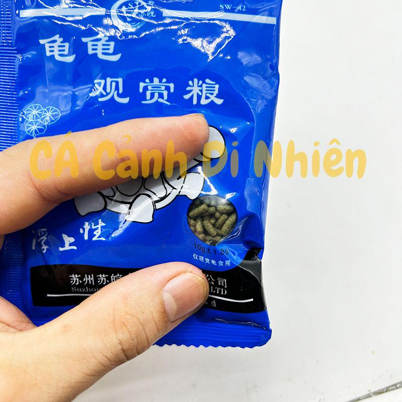 Thức ăn cho RÙA dạng hạt dài 5mm gói XANH DƯƠNG 10 gram - Cám cá cảnh 1