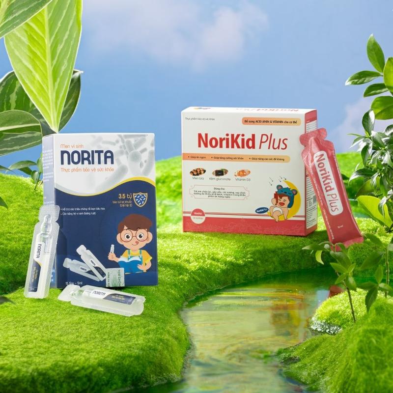 Combo NoriKid Plus x Norita - Hỗ trợ bé biếng ăn, táo bón, tăng đề kháng, hỗ trợ hấp thu Vitamin Siro Ăn Ngon Cho Bé  men vi sinh