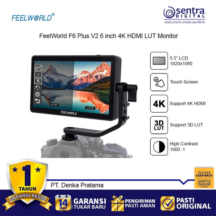 Gambar FeelWorld F6 Plus V2 6 Inch IPS FHD 4K HDMI LUT Field Monitor External dari Sentra Digital Kota Surabaya Tokopedia