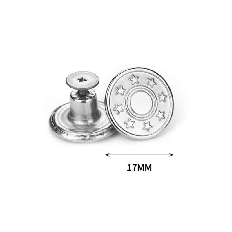 Nút Quần Jean Có Thể Tháo Rời 10 Cái / gói, Phụ Kiện May Quần Áo, Nút Mở Rộng Thắt Lưng, Khóa Thắt Lưng Không Đinh 17Mm, Thích Hợp Cho Quần Jean 2