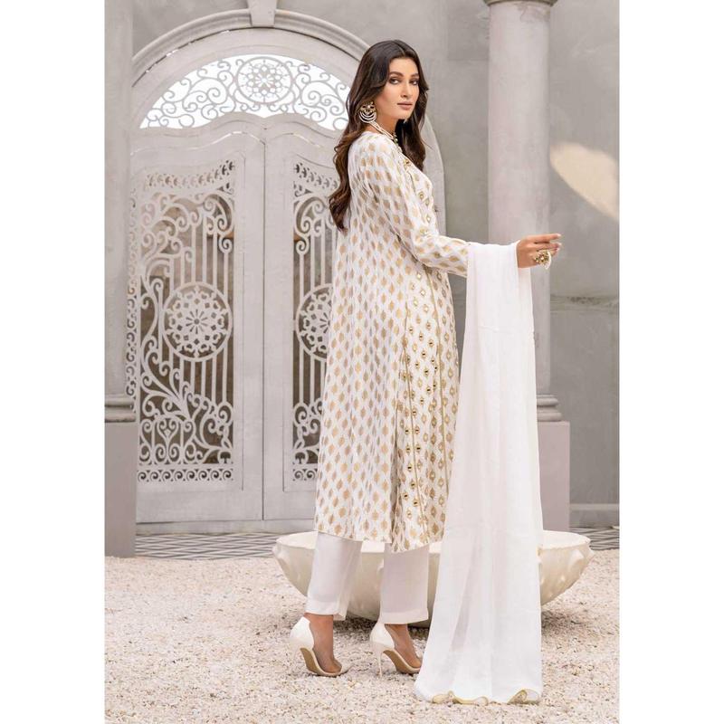 HK59 Sheesha - White Linen Mother & Daughter Mirror Suit 3