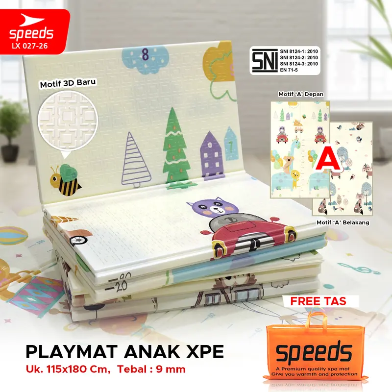 SPEEDS SNI Karpet Lipat Playmat Bayi 115x180cm 9mm Tikar Portable Folding Matras 027-26-A 0