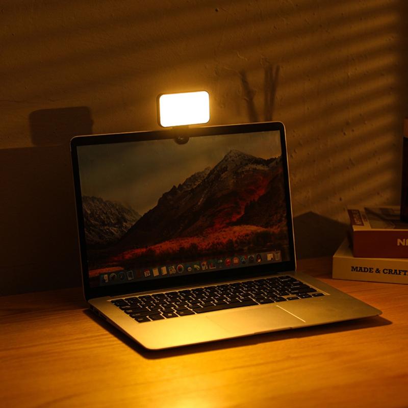 Portable LED Light Mini Selfie Fill Light Rechargeable Adjustable Selfie Light Clip-on Make Up 3 Modes LED Light For Laptop Laptop Tablet Meeting 7