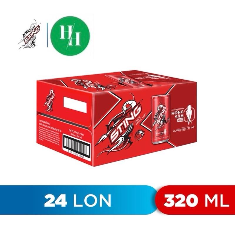 Thùng 24 lon Nước Tăng Lực Sting Dâu (320ml/lon)