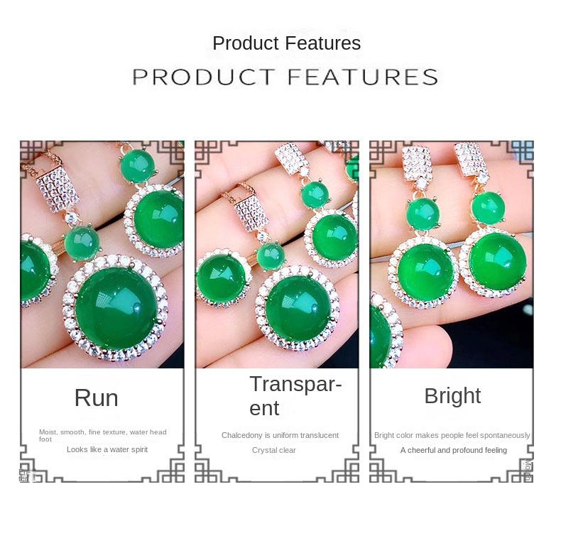 Product Introduction of Elegant Fashion Natural zircon Stud Earrings Ring Pendant Necklace Fashion accessories Set High Ice Perfect zircon Three-Piece Set Anniversary Auspicious Birthday 30