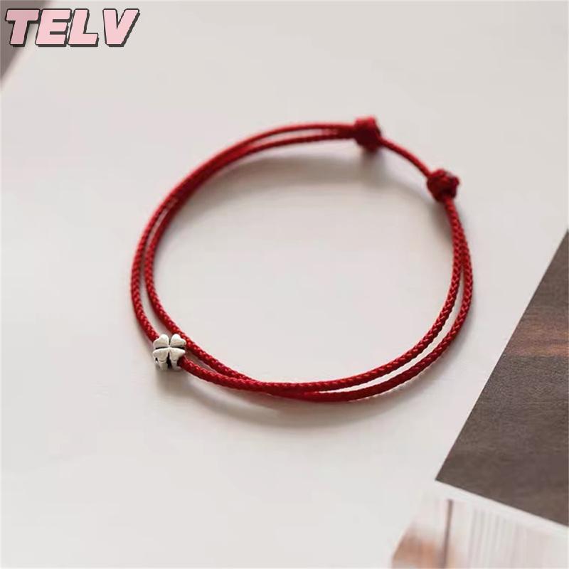 Product Introduction of TELV Four-leaf Clover Mini String Bracelet Lucky Red Handmade Rope Charm Bracelet 5