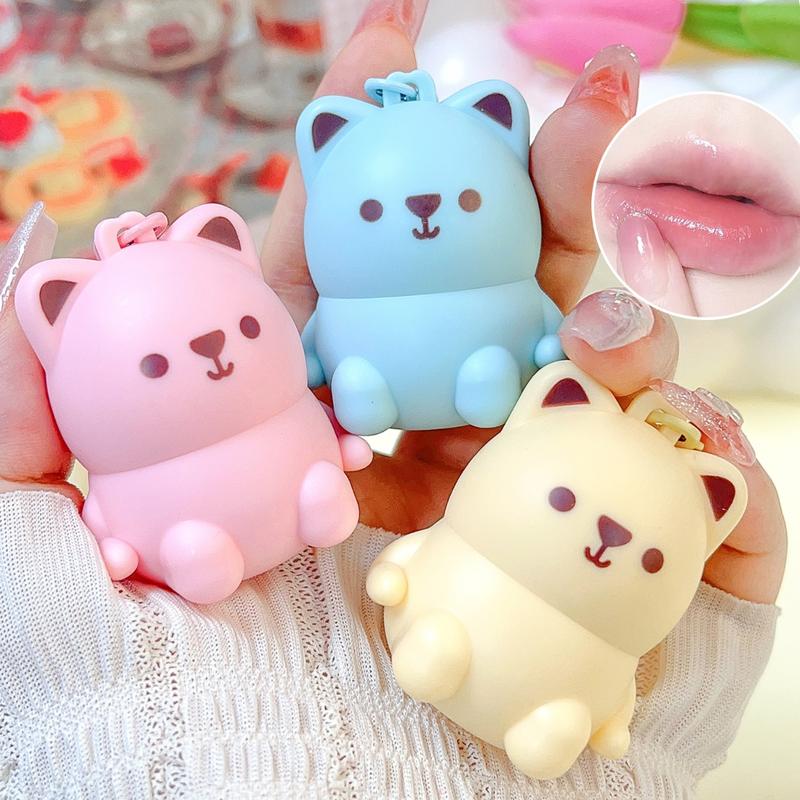 Son Dưỡng Môi Móc Chìa Khóa Hình Gấu Hương Trái Cây, 3.2g, Dưỡng Ẩm Lâu Trôi, Chống Khô, Son Môi Cầm Tay Trang Điểm Hình Gấu Dễ Thương Màu Hồng Và Xanh Dương, Thích Hợp Để Sử Dụng Hàng Ngày