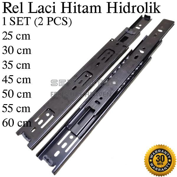 Rel Laci Hitam Hydrolik Slowmotion Full Extention Lebar 4,5cm 2x Tarik ...