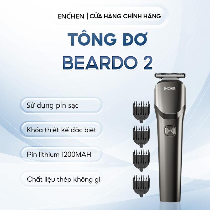Tông đơ cắt tóc Enchen Beardo 2 tốc độ cao, luoi thép không gỉ, tặng 4 cử tạo kiểu - BH 6 tháng