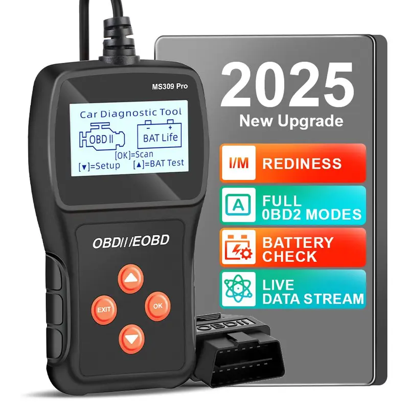 OBD2 Scanner, Car Diagnostic Tool, OBD2 Scanner Live Data Code Reader, Check Engine System Multi-language Battery Tester 7