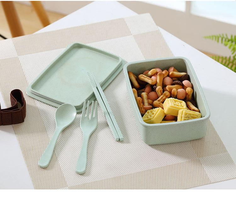 Product Introduction of Microwaveable Lunch Box Bamboo Fiber High-End Sealed Square Plastic Wheat Straw Lunch Box with Compartments No Odor Mixing 13