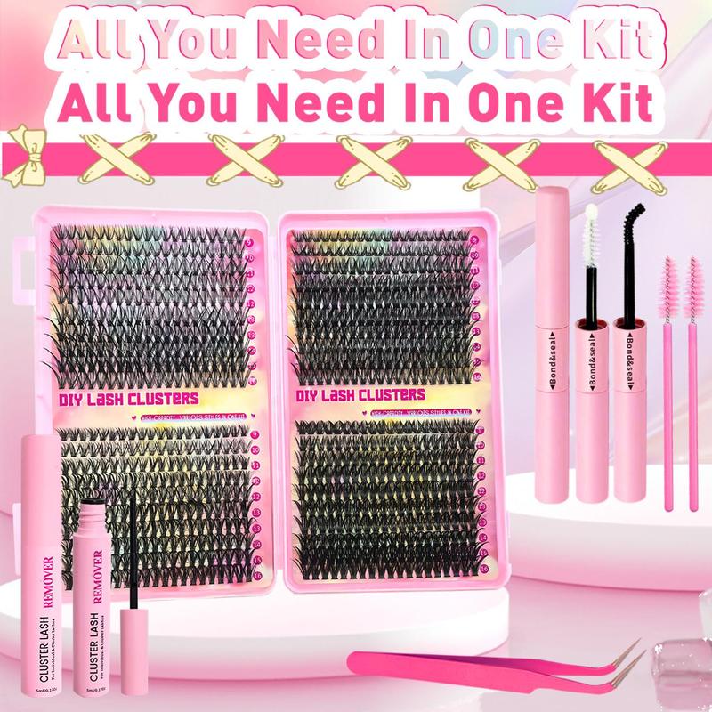 Individual False Eyelashes Kit, 1 Set Natural Look & Extra Thick & Long Lasting & Individual Eyelash Extension Kit with Tools, Makeup 6