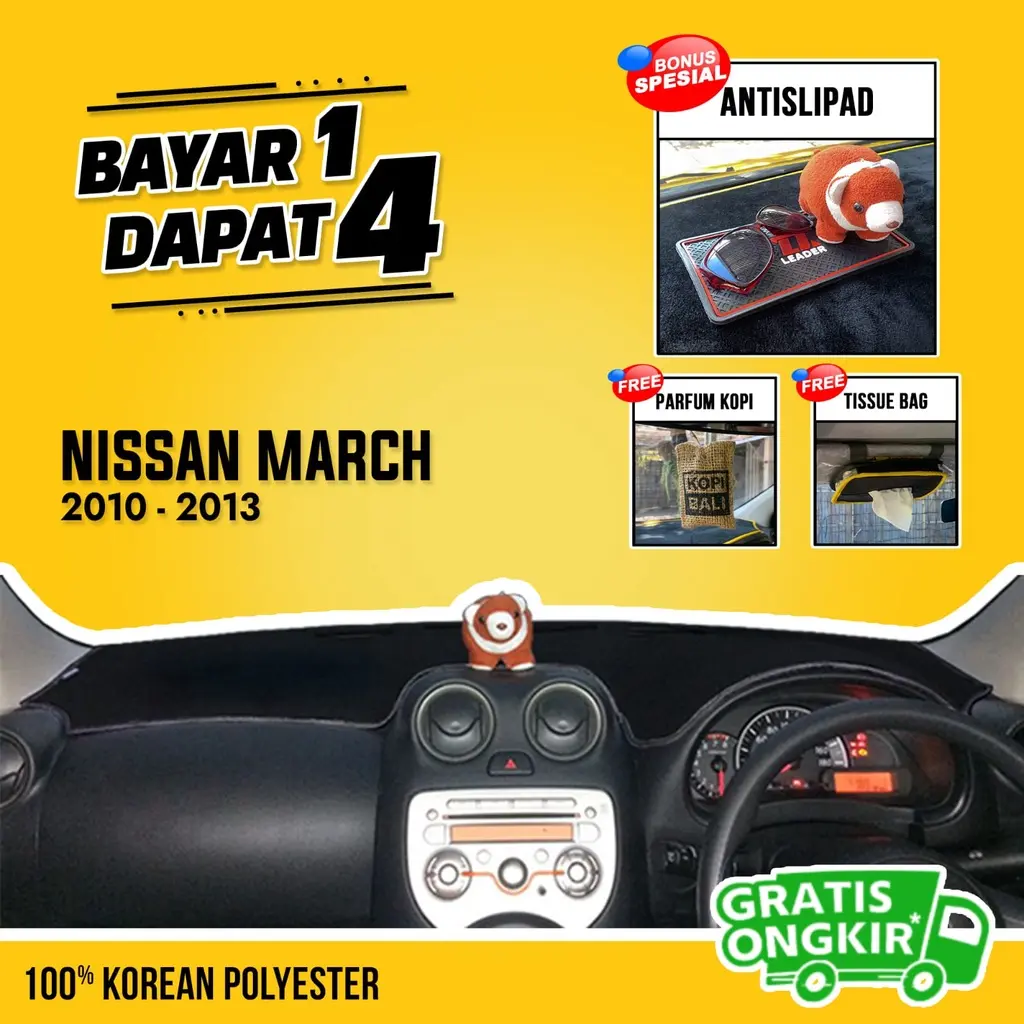 BELI 1 DAPAT 4 | Cover Dashboard Nissan March Pelindung Dasbor - Alas Taplak Dasbor aksesoris interior dalam mobil - karpet pelindung panas dasbord dari sinar matahari bahan Premium - Gratis Ongkir COD bayar dirumah
