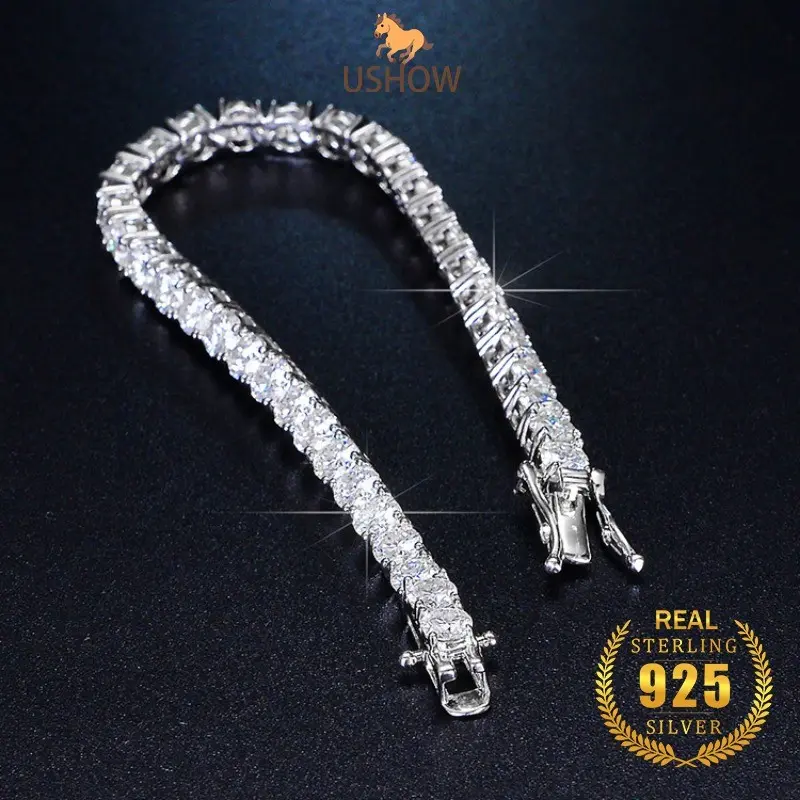 USHOW 925 Gelang Perak Wanita 5A Zircon Perhiasan Grosir 2