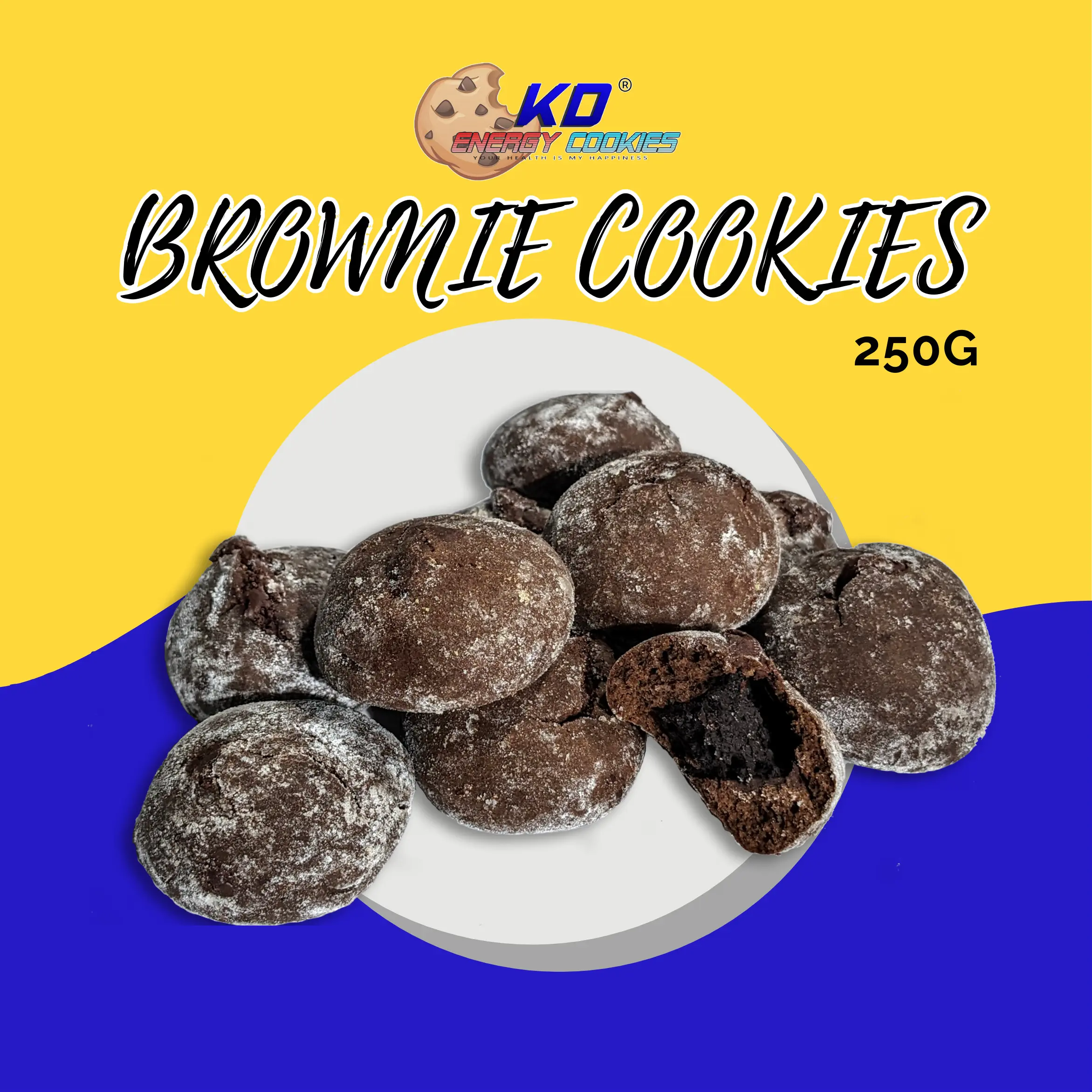 Bánh Brownie Cookies KD Healthy Food mềm xốp, hộp 250g, ăn vặt bổ sung dinh dưỡng