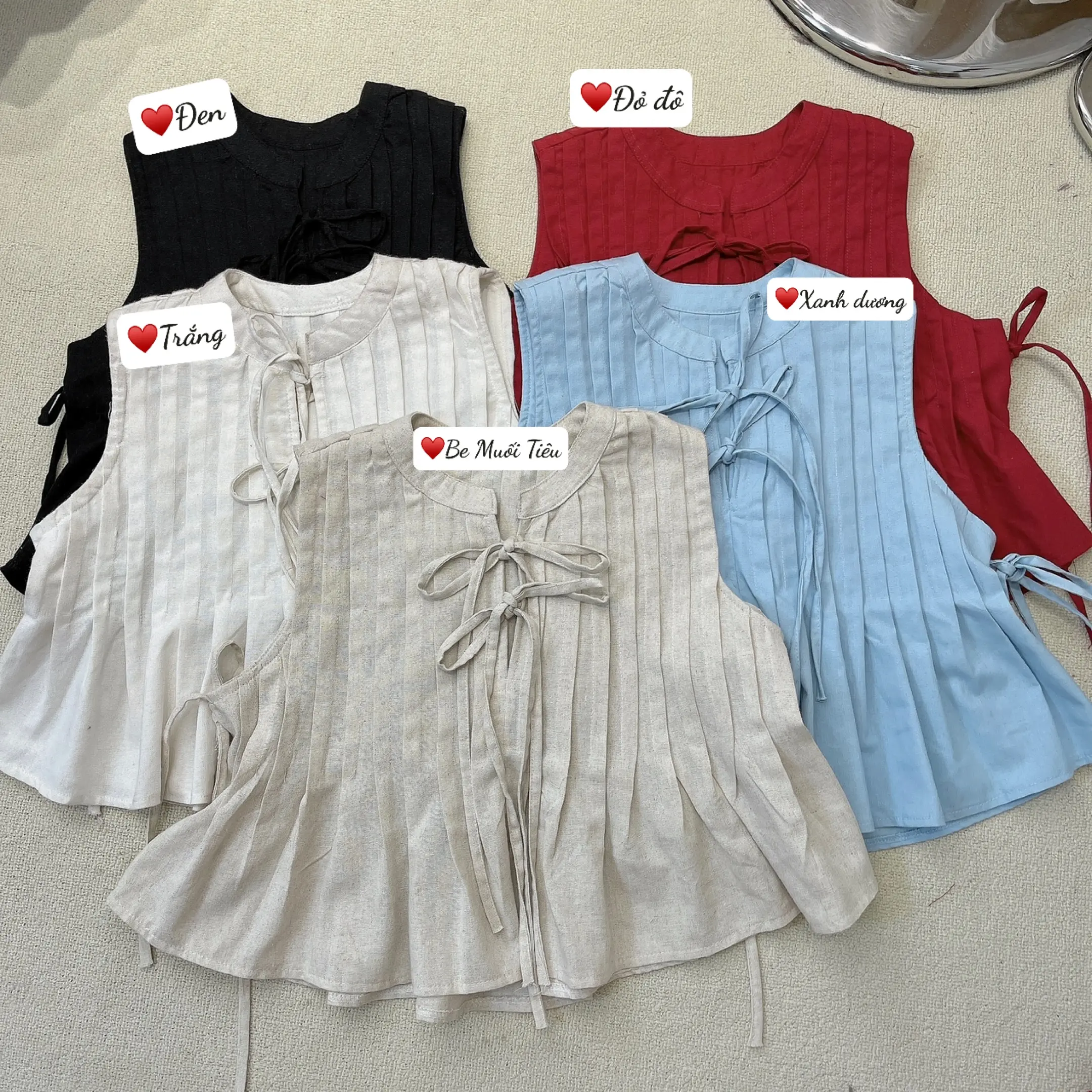 Áo Xếp Li Cột Nơ Cổ Trụ Form Croptop Ba Màu Siêu Yêu [Một Mẩu’s House]