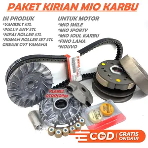 PAKET KIRIAN LENGKAP MIO KARBU / MIO SMILE / MIO SPORTY / MIO SOUL / FINO LAMA / NOUVO / VANBELT 5TL / PULLY ASSY 5TL / KIPAS ROLLER 5TL / RUMAH ROLLER SET 5TL / GREASE CVT YAMAHA