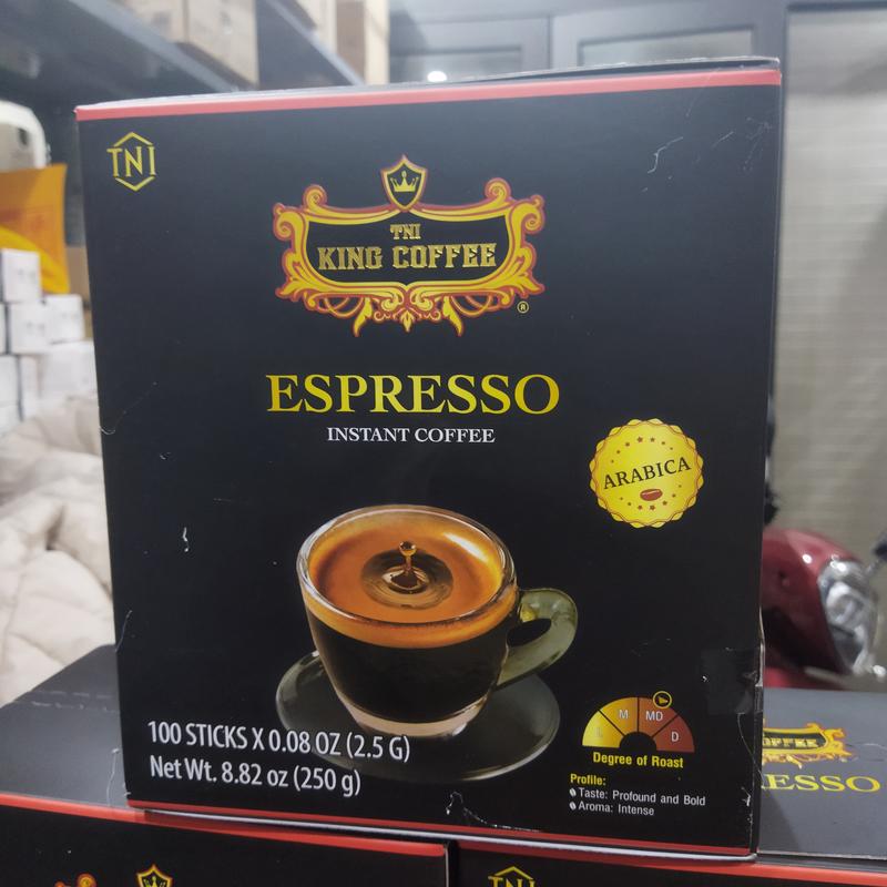 Product Introduction of (Date: 2027) Cà Phê Đen Hòa Tan Espresso KING COFFEE - Hộp 100 gói x 2.5g - đậm hương vị cà phê Ý Cafe 0
