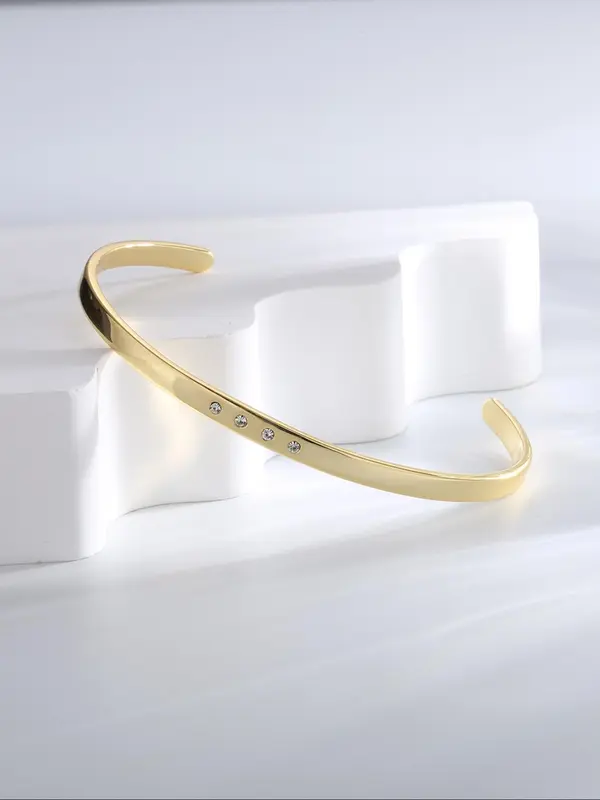 Women's Elegant Rhinestone Decorated Bangle Bracelet, Exquisite Trendy Bangle, Fashionable Jewelry for Women & Girls As Gift 3