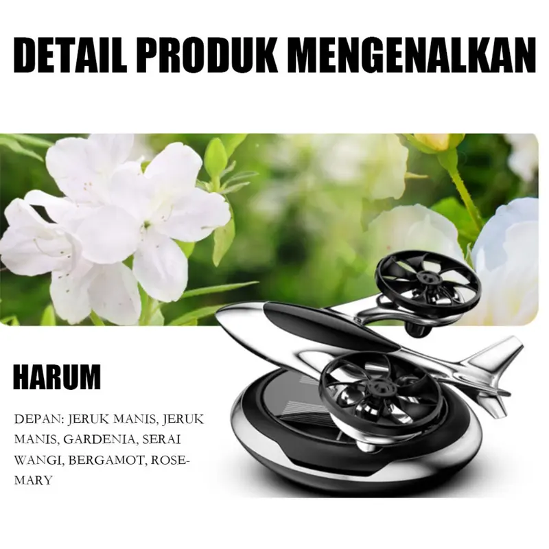 Aromaterapi Parfum Mobil Helikopter Tenaga Surya, Diffuser Wewangian Mobil Mewah, Penyegar Udara Solar untuk Dashboard Mobil, Desain Unik, Menghilangkan Bau dan Menciptakan Suasana Romantis dalam Mobil 4