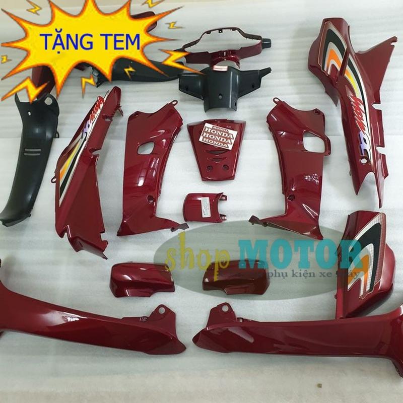 TẶNG LUÔN TEM NHÉ Bộ nhựa áo xe Wave ZX Wave Anpha Wave 110 đời 1997 đến 2006 nhựa ABS nguyên sinh MÀU ĐỎ ĐUN