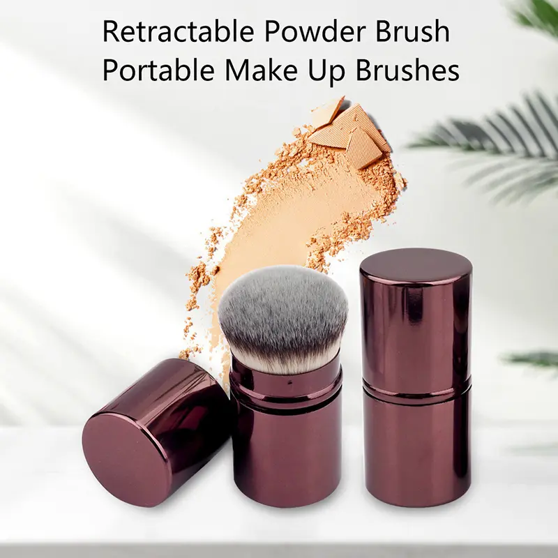 [mqs]1Pcs Retractable Kabuki Brush Retractable Foundation Brush Foundation Powder Contour Makeup Brushes Portable Make Up Brushes