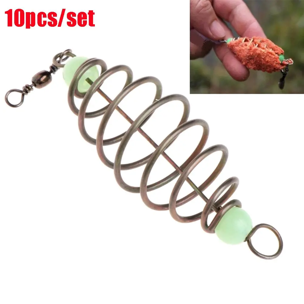 Bait Memancing, 10 Keping / Set, Pemimpin Kaedah Panas, Pengumpan Keluli Tahan Karat Zaitun, Gewang Musim Bunga, Alat Gantung