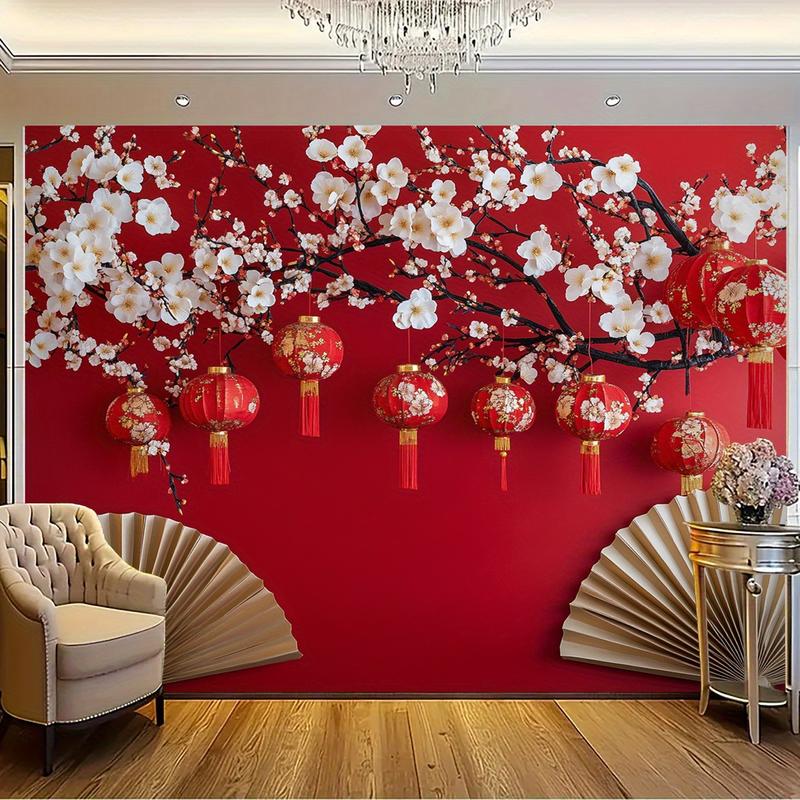 Nền chụp ảnh hoa đèn lồng đỏ, chất liệu Polyester, hoàn hảo cho các lễ kỷ niệm năm mới và đạo cụ chụp ảnh, có kích thước từ 39x59in đến 70,8x90,5in 1