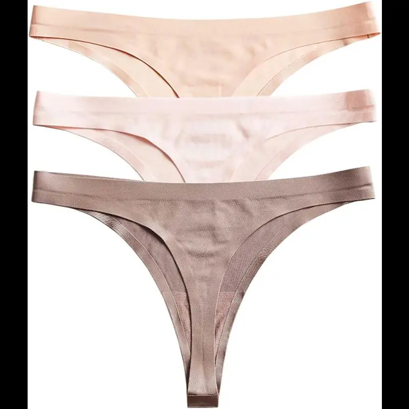 Daily Wear 3 Pack Women's Seamless Thongs Underwear Low Rise Stretch Breathable Low Waist T-back Panties