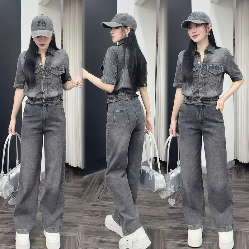 [M066]￼Bộ Bò Nữ bo chun ,Set đồ nữ ngắn tay quần dài suông phong cách trẻ trung năng động set thường 4
