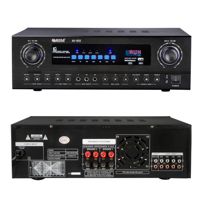 Amply Karaoke Gunssi AV-1500 Cục Đẩy Liền Vang Công suất 80W*2. Bảo Hành 12 tháng. Nghe Nhạc Mixer