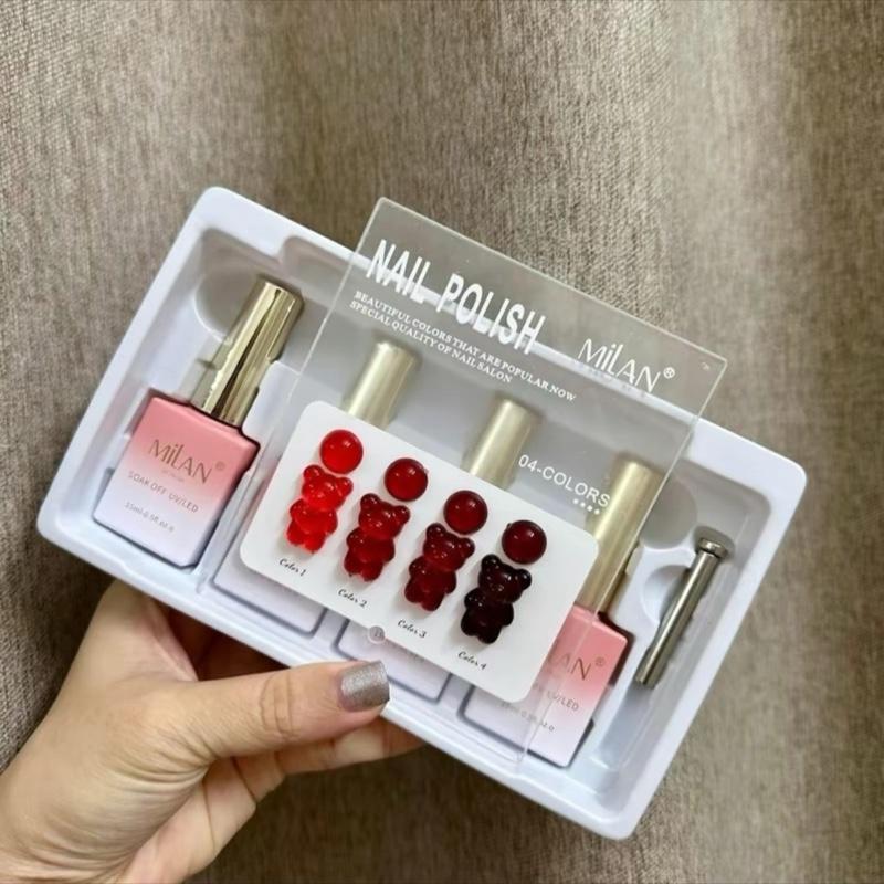  Set sơn gel Thạch đỏ MILAN - 3 gel + 1 sơn Thạch - tặng kèm bảng màu làm nail 
