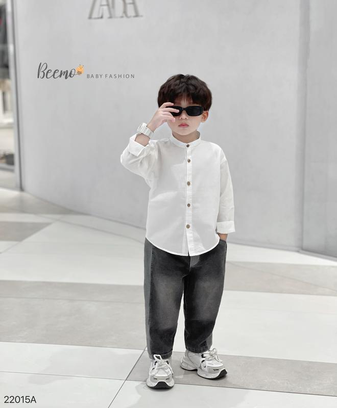 Áo sơ mi Beemo dài tay trơn cổ tàu cho bé trai từ 1 đến 6 tuổi 20A199 Sơ mi cho bé Sơ mi đi học cho bé Sơ mi cho bé trai Sơ mi bé trai Sơ mi cho bé đi tiệc Sơ mi Hàn Quốc Quần áo trẻ em Baby Kid bé trai Bé trai Bé trai