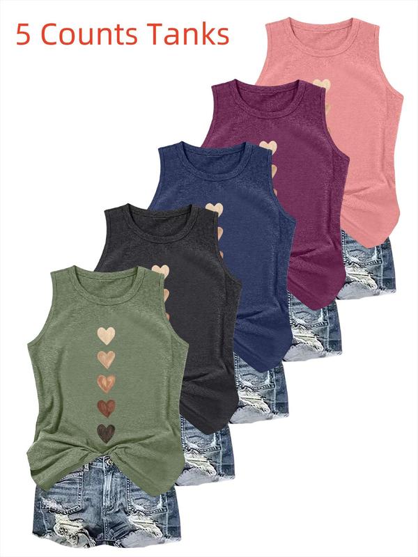 Casual Letter Print Round Neck Sleeveless Tops Casual Letter Print Round Neck Sleeveless Tops