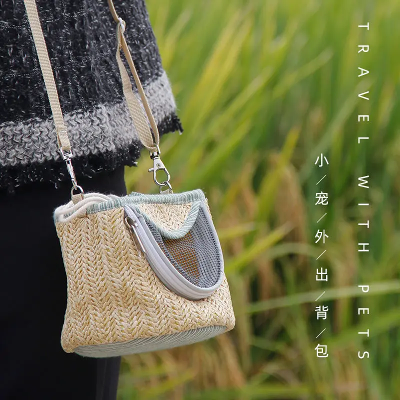 2025 Pet Supplies Mouse Pet Backpack for Going out Hamster Cylinder Satchel Guinea Pig Warm Small Pet Takeaway Bag