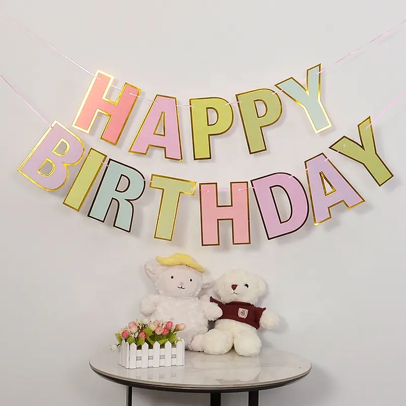 Banner Happy Birthday WARNA Macaron Dinding 4