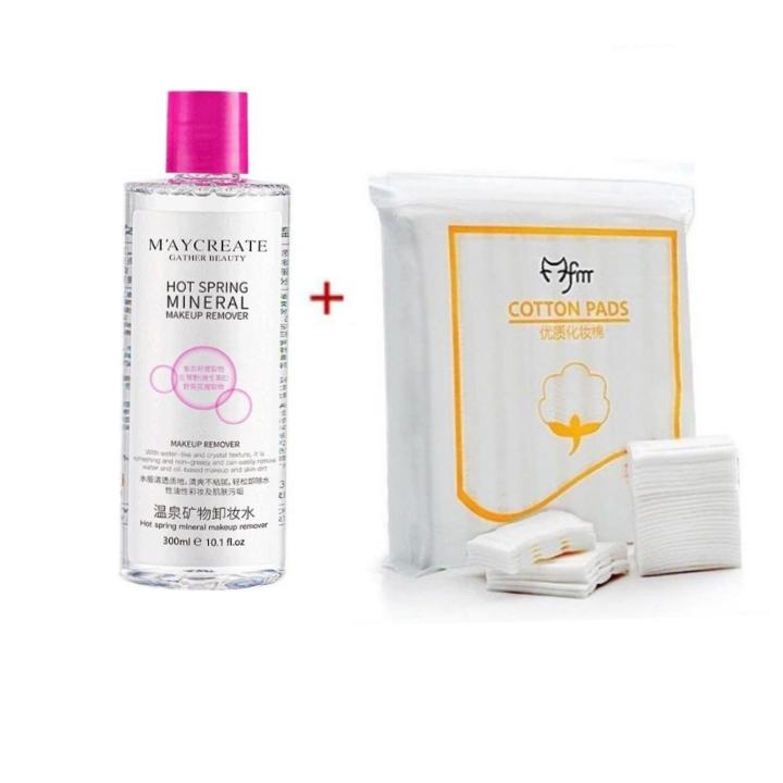 combo 1 gói bông tẩy trang và 1 chai nước tẩy trang