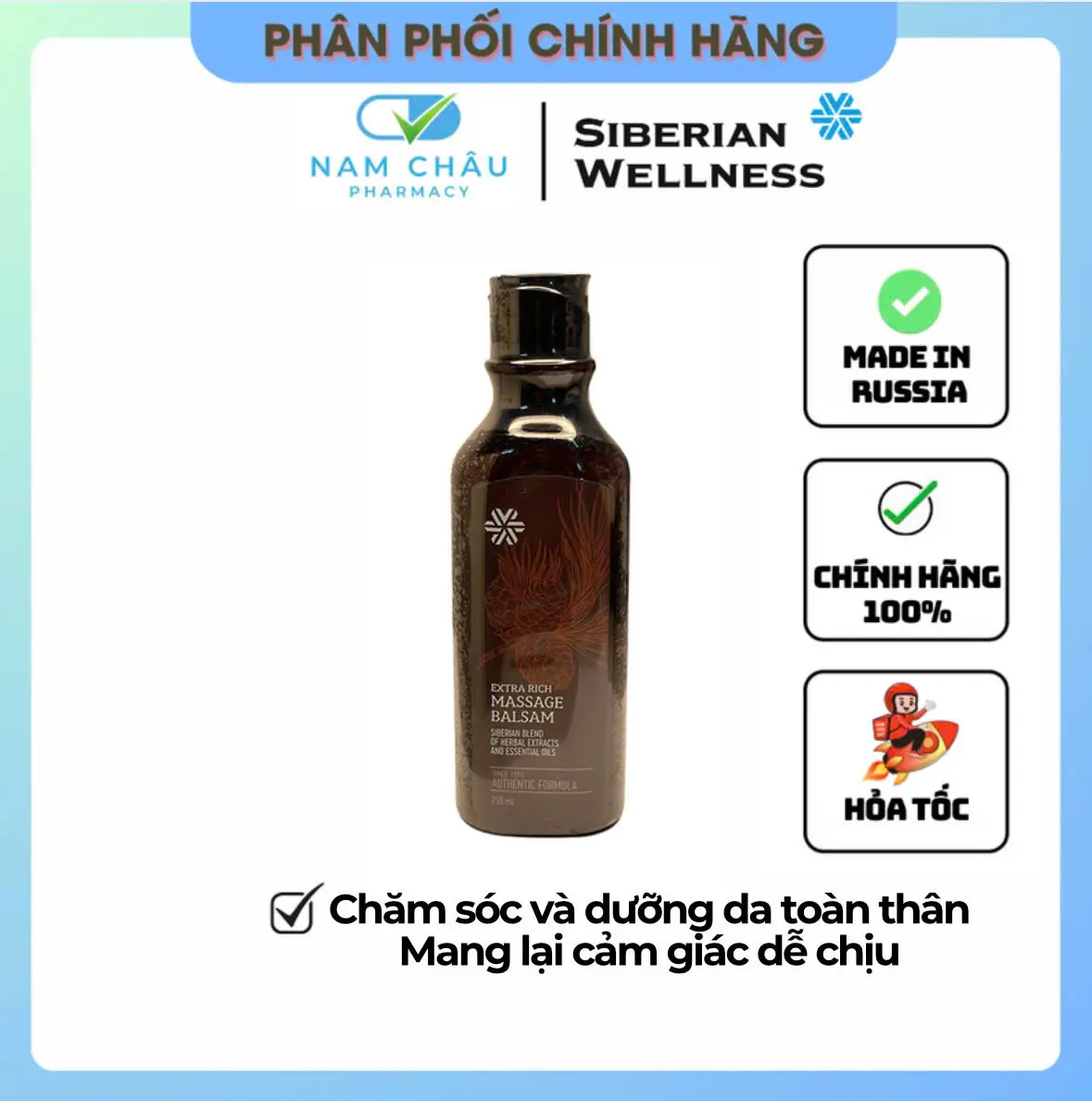 Dầu Massage SIBERIAN WELLNESS Extra Rich Massage Balsam, Chăm sóc và dưỡng da toàn thân, chai 250ml