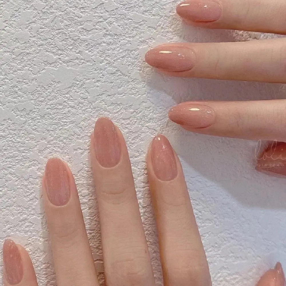Móng Tay Giả, Hình Tròn Ngắn, Phong Cách Pháp, Màu Hồng Gradient, Trùm Kín, Đầu Móng Tay Có Thể Tháo Rời 24 Chiếc