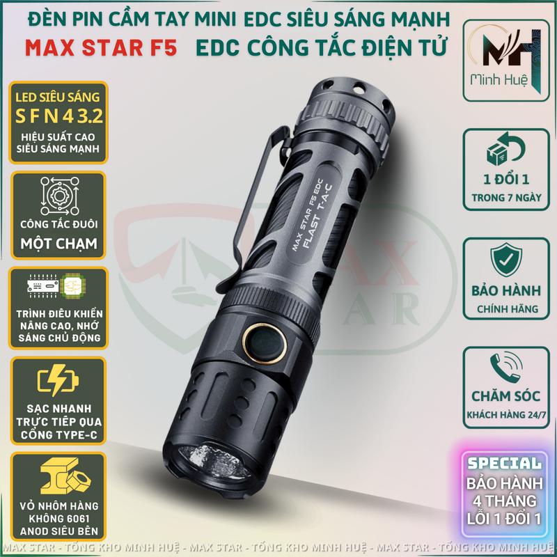  Đèn pin siêu sáng MAXSTAR F5 MINI EDC cao cấp siêu sáng mạnh vỏ hợp kim nhôm hàng không sạc nhanh dung lượng pin lớn Đèn siêu sáng Đèn pin cầm tay siêu sáng flashlight den doi vỏ nhựa abs chạy bằng pin bin đội soi 