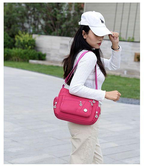 Product Introduction of Women's Bag Mother's Bag New 2025 Middle-Aged Women's Bag Nylon Canvas Bag Waterproof Multi-Layer Shoulder Messenger Bag 36