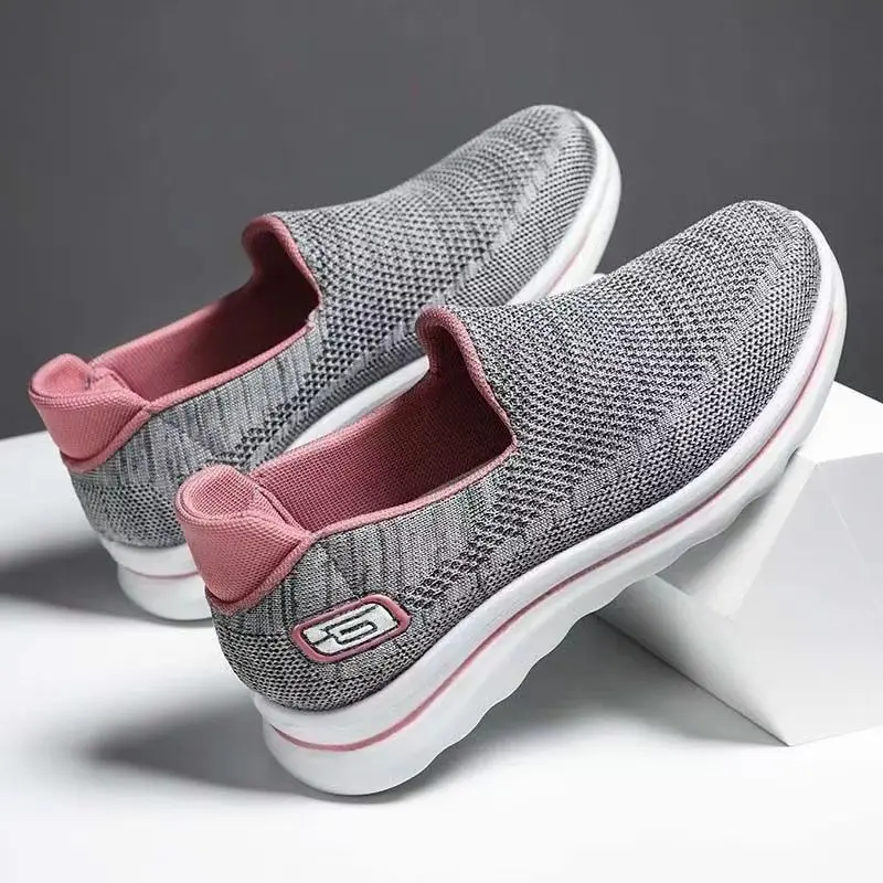 2025 Women's Spring and Autumn Summer Lazy Casual Slip-on Middle-Aged and Elderly Soft Bottom Lightweight Walking Shoes Flat Bottom