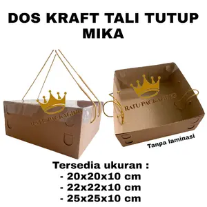 RATU | [10PCS] Dos KRAFT TALI TUTUP MIKA Tinggi 10CM Kardus Box Kotak Hampers Kue