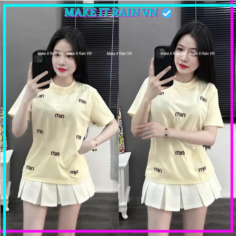 [MUA ÁO CÓ QUÀ] COMBO 2 ÁO Thun Baby Tee MIN MIN IN NỔI Make It Rain, Form Dáng Ngắn Nữ Top Women Cổ Tròn Sò