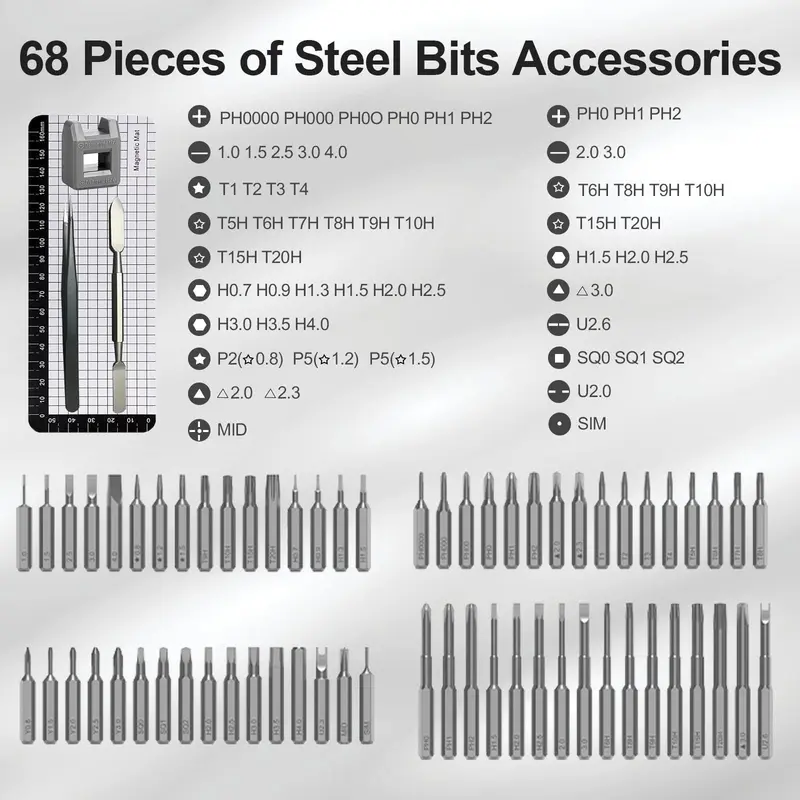 68-in-1 Electric Screwdriver Set, Cordless Magnetic & Pop-up Design Mini Electric Precision Screwdriver Set for Repairing Electronics, Tool Kit, Hardware, Tool Kit, Power Tool, Tool Box 4